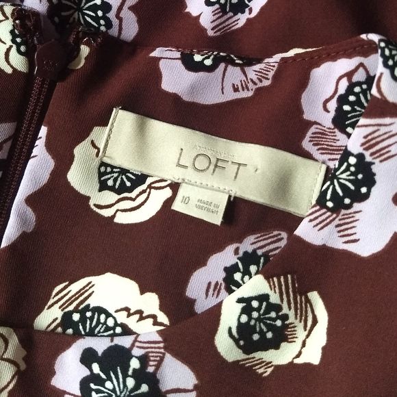LOFT Purple Floral Patterned Dress - Picture 4 of 6
